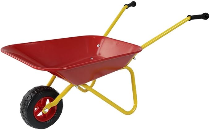 Kids Metal Wheelbarrow, Kids Gardening Tool Set, Garden Toys with Wheelbarrow with Steel Tray Garden Cart on Wheels, Ideal for Outdoor Play, Gardening Fun, Backyard Activities