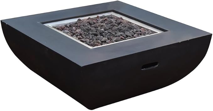 Aurora Fire Table Outdoor Fire Pit 34 x 34 Cast Concrete Firepit Includes Lava Rocks 45,000 BTUs Outdoor Fireplace for Patio Furniture Set, Deck, Porch, Outdoor Heater - Liquid Propane