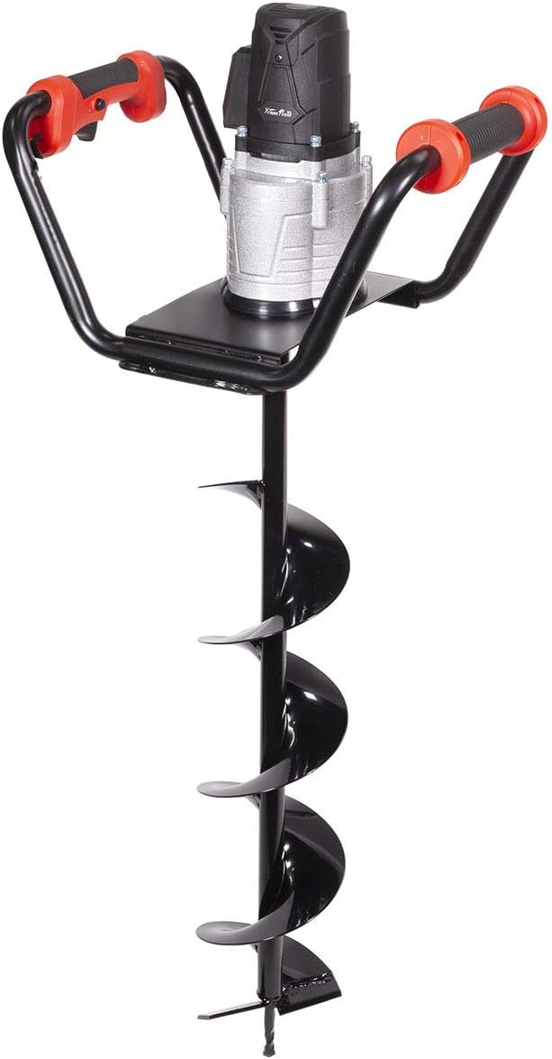 XtremepowerUS 1500W Electric Post Hole Digger Earth Auger Dig Hole Fence Post Hole Digging, Tree Planting with 6 Digging Auger Bit Set, 3/4 Shaft