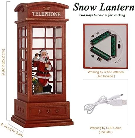 Christmas Snow Globe Lantern Christmas Decorations, Xmas Gifts Christma Vintage Home Decor Indoor,Sparkling with Music 6H Timer, Holiday Party Gifts (Santa Claus)