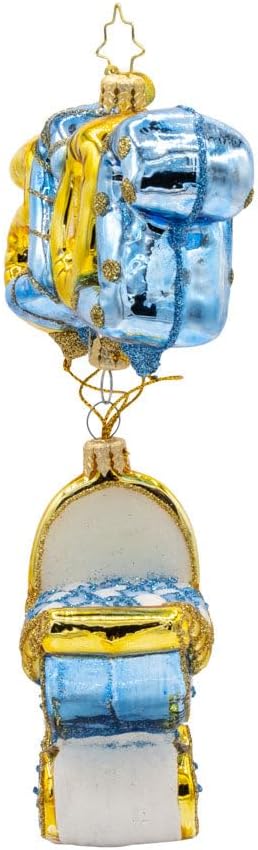 Christopher Radko Hand-Crafted European Glass Christmas Tree Decorative Ornament, 2025 Baby Blue Craddle of Celebration