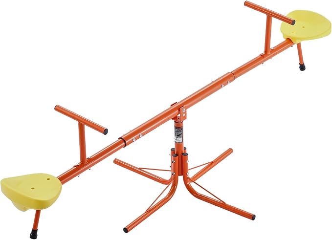 VEVOR Seesaw Teeter Totter for Kids Outdoor, 100 lbs Load Capacity per Seat, Sit and Spin Teeter Totter with 4-Prong Support Legs, Playground Equipment with Swiveling 360 Degrees Rotating for Aged 3+