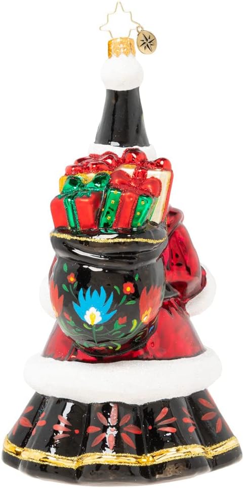 Christopher Radko Hand-Crafted European Glass Christmas Decorative Ornament, Festive Folk Santa