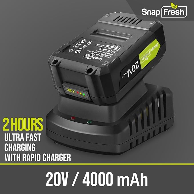 SnapFresh 20V Leaf Blower Cordless - 4.0Ah Battery Electric Leaf Blower with Fast Charger - Lightweight & 2-Speed - Battery Powered Leaf Blowers for Lawn Care, Patio Yard Sidewalk - 130 MPH 140 CFM