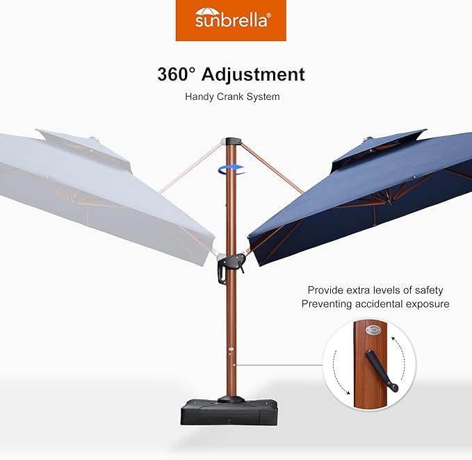 PURPLE LEAF 10' X 13' Double Top Deluxe Rectangle Patio Umbrella - Offset Hanging Cantilever Umbrellas in Spectrum Indigo