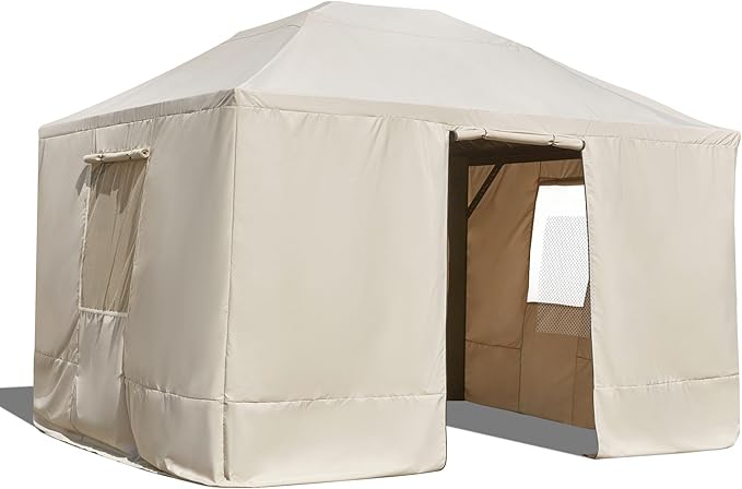 MELLCOM Winter Gazebo Cover for 10×13 Hardtop Gazebo, Accessories for All Seasons, with Mesh Screens and Doors and Windows