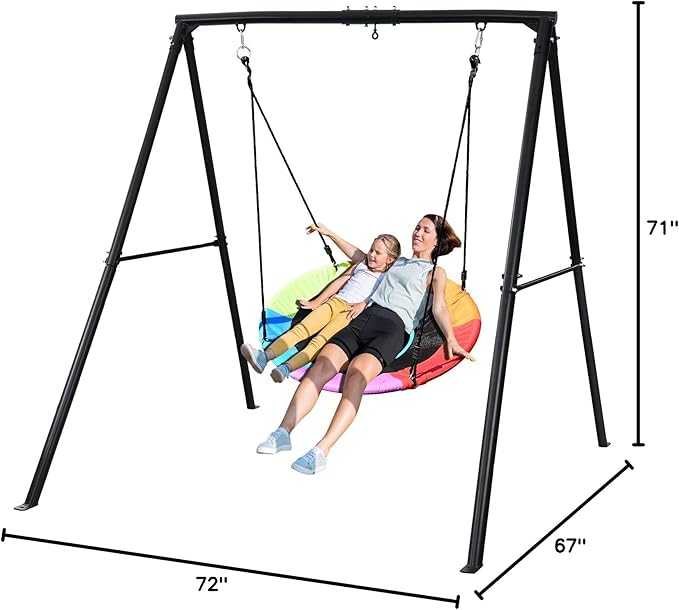 Trekassy 440lbs Swing Set with 40 Inch Saucer Tree Swing and Heavy Duty A-Frame Metal Stand (Multicolor)