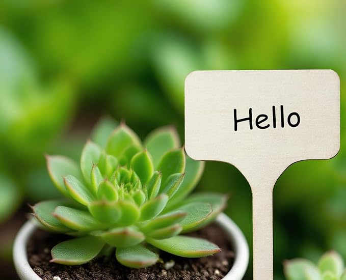 100 Pcs Wood Plant Labels, Natural Wooden Plant Marker Garden Sign Tags, T-Type Garden Markers for Succulents, Herbs, Seedlings, Potted, Flowers, Vegetables (T-Type)