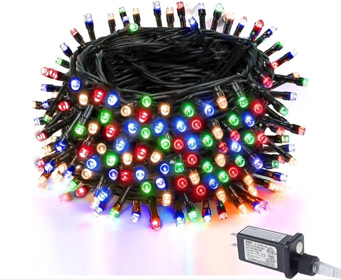 100FT 300 LED Christmas String Lights Outdoor Tree Lights Green Wire Twinkle Lights for Bedroom with 8 Modes Memory Function & Timer Plug in Xmas Decorations Holiday Indoor Decor Multicolor