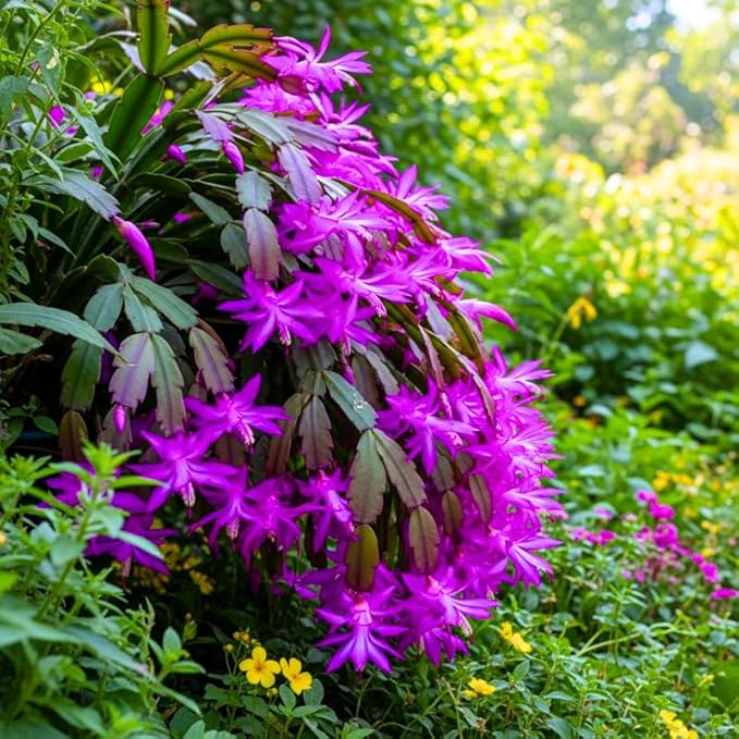 2 Christmas Cactus Plants Live, Starter Holiday Thanksgiving Cactus Plant for Indoor Outdoor Houseplants, Fasle Easter Cactus Plants Like, Cold Hardy, 5-9" in Tall, No Pot (Purple)