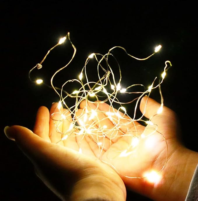 ZSJWL 18 Pack Fairy Lights Battery Operated,7Ft 20 Led Mini Battery String Lights, Waterproof Silver Copper Wire Lights for Wedding Party Bedroom Christmas Decoration, Warm White