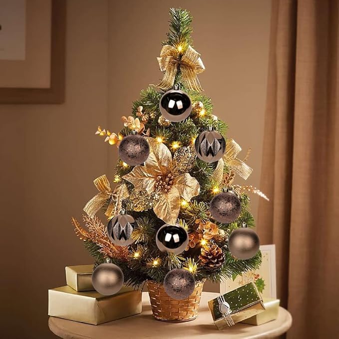 12PCS 3.15" Christmas Ball Ornaments Shatterproof Brown Christmas Tree Decorations Xmas Tree Balls Halloween Ornaments Décor