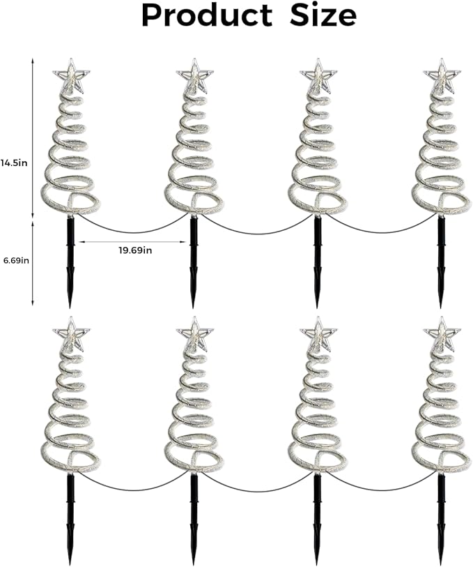 Smart Spiral Christmas Pathway Lights, 16 Mil Color, Timer, App Control, Music Sync, 82 Modes, Christmas Yard Decorations Outdoor, 8 Pack