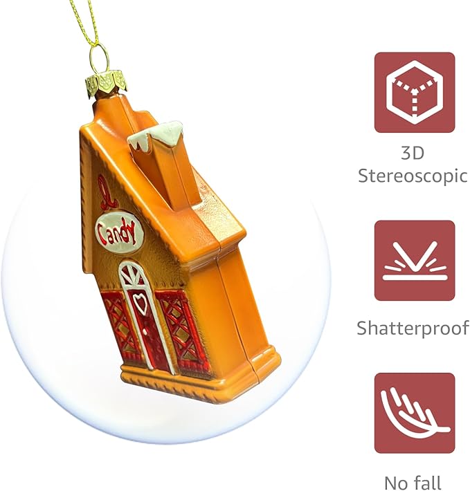 3pcs Gingerbread Christmas Tree Ornaments Set 2025 House Shatterproof Ornament 3D Decorations Indoor Unique Decor Gifts for Grandkids