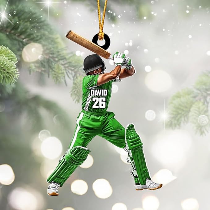 Personalized Cricket Ornament, Custom 2D Acrylic Design for Player or Team, Sports Ornament for Clubs, Fans, and Coaches, Christmas Tree Decoration Keepsake/4