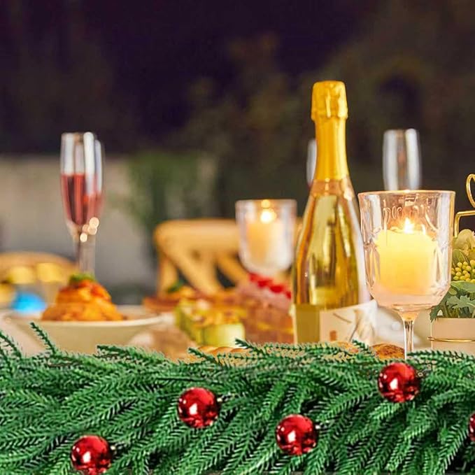Artificial Christmas Garlands Norfolk Pine Garland 9FT Garlands for Decoration Table, Wall,Mantle, Indoor, Outdoor