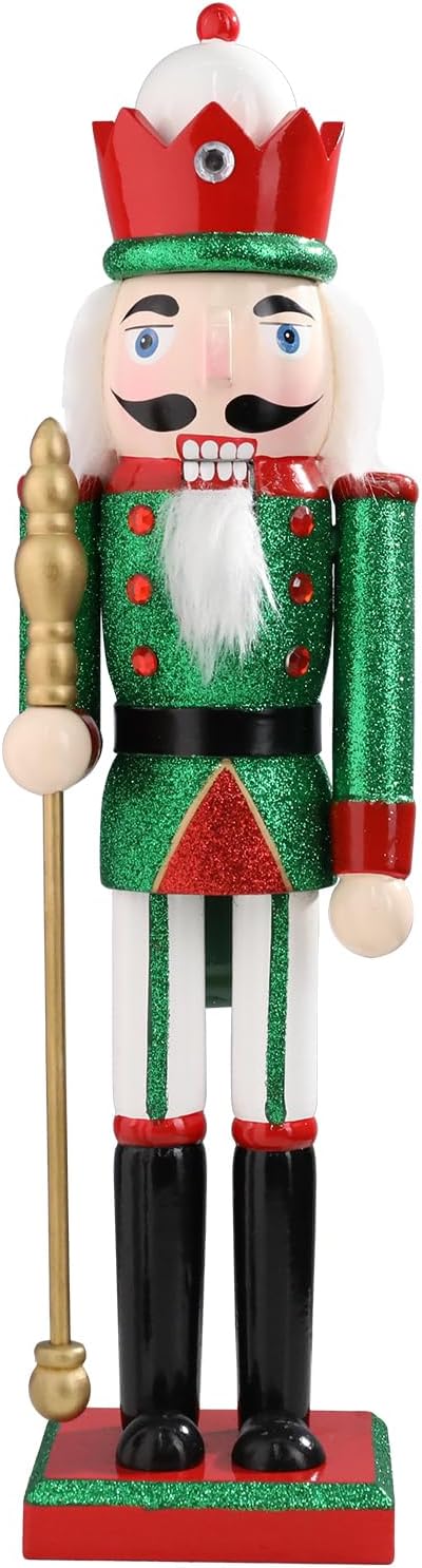 Christmas Nutcrackers Figure 15Inch 1PCS Wooden Nutcracker Ornament Nutcracker Christmas Decoration Figures for Desktop Home Decor Kids Gift