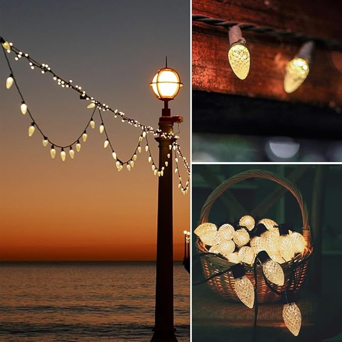 100PACK C9 Christmas Lights LED Replacement Bulbs,Shatterproof & Waterproof Plastic C9 Led Bulbs for Outdoor String Lights, E17 Base, 0.6W Equivalent to 7W, Warm White 2700K, 50LM Holiday Decoration