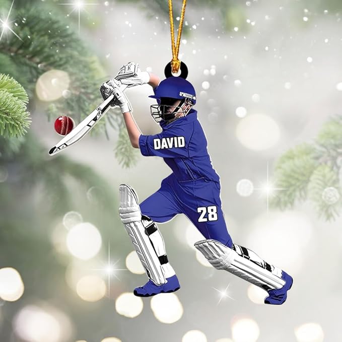 Personalized Cricket Ornament, Custom 2D Acrylic Design for Player or Team, Sports Ornament for Clubs, Fans, and Coaches, Christmas Tree Decoration Keepsake/5