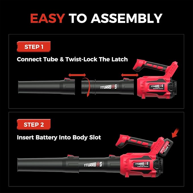Leaf Blower Cordless - 650CFM Brushless Motor Leaf Blower with 6-Speed Control & Ergonomic Handle - Includes 2 x 5.0Ah Batteries & Fast Charger - Blowers for Lawn Care, Yard, Patio, Leaves, Snow, Dust