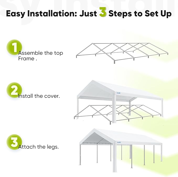 Quictent 13x26 Party Tent Heavy Duty Outdoor Canopy Tent Carport Wedding Event Shelter BBQ Wedding Tents for Parties with Storage Bags(Church)