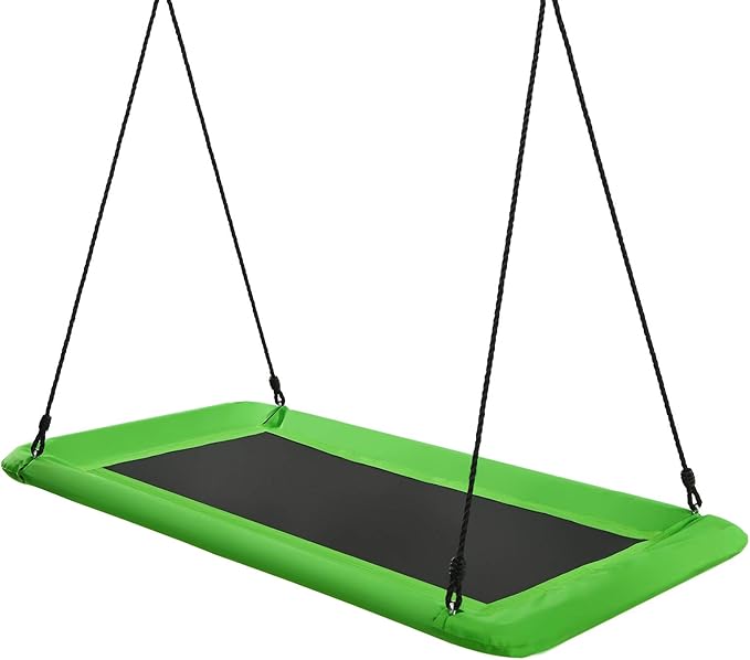 Costzon 700lb Giant 60'' Platform Tree Swing for Kids and Adults, Wear- Resistant Indoor/Outdoor Rectangle Swing with Durable Steel Frame and 2 Hanging Straps for Porch, Backyard (Green)