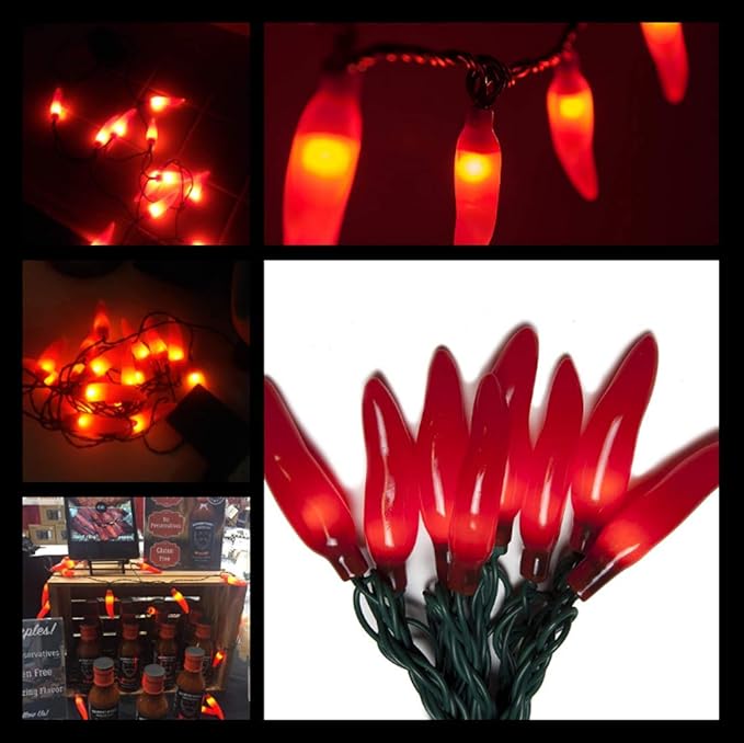 Abeja Red Chchili Pepper String Lights, 13.6FT Chili Pepper String Lights with 37 Mini Lights Bulbs(2 Spare), Christmas Decorations for Outdoor/Indoor Garden Corridor Christmas Tree