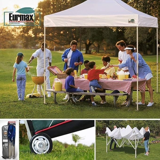 Eurmax USA 8'x8' Pop Up Canopy Tent Commercial Instant Canopies with Heavy Duty Roller Bag,Bonus 4 Sand Weights Bags (Purple)