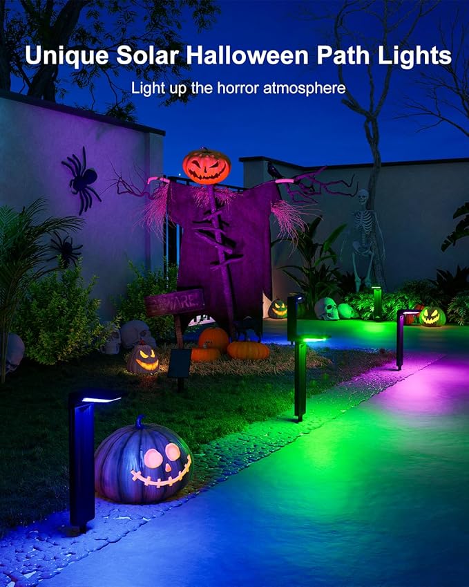 Solar Pathway Lights Outdoor 30 LED Solars Powered Lamp Dusk to Dawn Waterproof for Garden Lighting Outside, Patio, Path, Yard, Walkway, Driveway (RGB, 6 Pack)