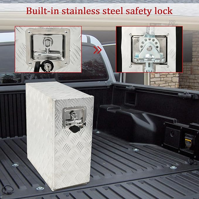 18 Inch Heavy-Wall Aluminum Truck Bed Tool Box With 5 Drawers W/Lock T-Handle Latch Keys For Storage Silver 7.75(L) x 18(W) x 18.75(H)