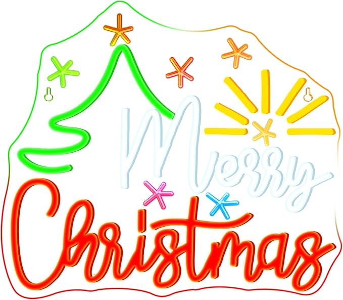 Horseneon Christmas Tree Neon Sign Bright LED Wall Decoration for Home Shop USB Power Adjustable Brightness Christmas Tree Neon Signs for Holiday