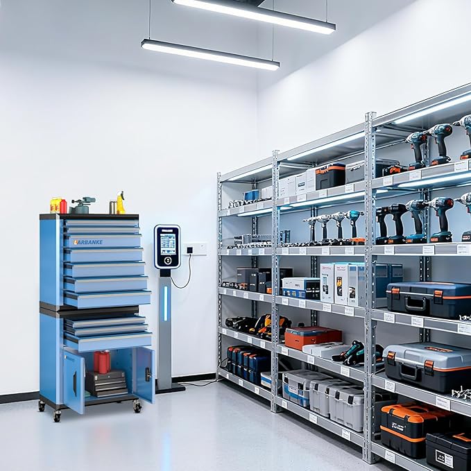 10 Drawer Rolling Tool Chest with Locks& Multifunctional CounterTop,2 Different Types Tool Chest with Swivel Casters,Tool Cabinet with Connection Rods,Can Be Used Individually or In Combination