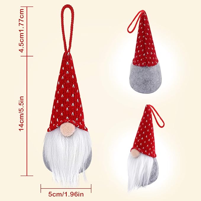 D-FantiX Gnome Christmas Ornaments Set of 4, Handmade Swedish Tomte Gnomes Plush Scandinavian Santa Elf Table Ornaments Christmas Tree Hanging Decoration Home Decor 2025