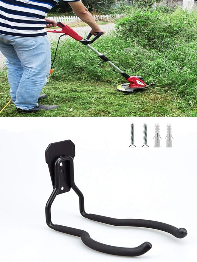 2Pcs Garden Power Tool Hanger, String Trimmer Hangers, Weed Eater Wall Mount, Weedeater Rack, Leaf Blower Holder, Chainsaw Hanging Hooks, Perfect for Garage Tool Organizers and Storage, No Trimmers