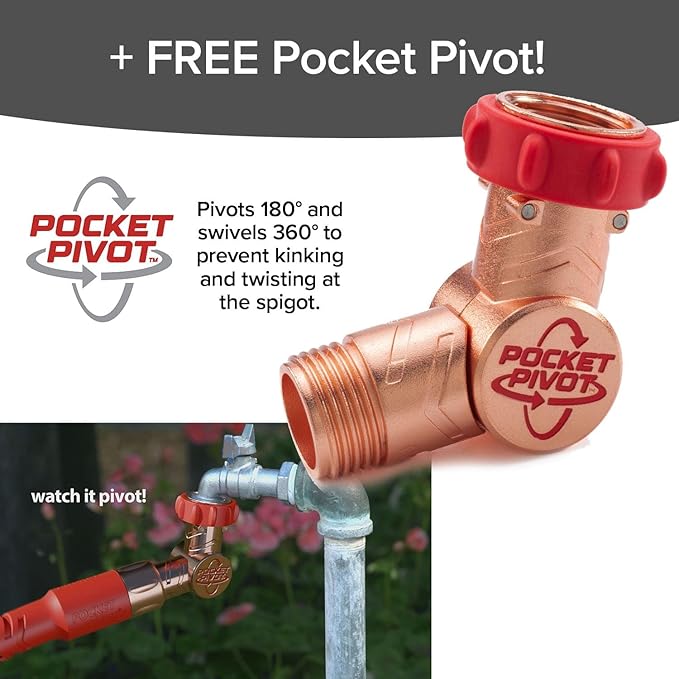 Pocket Hose Copper Head Expandable Garden Hose 75ft with Pocket Pivot, No Tangles, AS SEEN ON TV, 360¡Æ Swivel, Tri-Tex Tubing, Force Field Jacket, Lead-Free, No-Kink, Anti-Burst w/APT