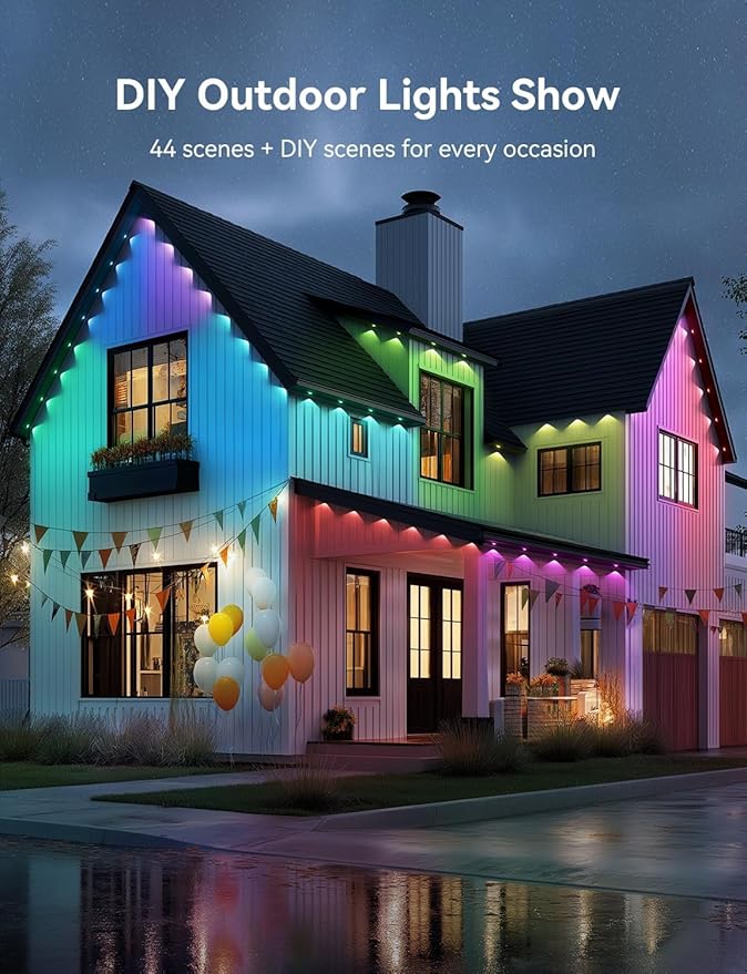 Permanent Outdoor Lights, Smart Outdoor LED String Lights,Christmas Lights RGB Color Changing,Scene Modes, IP67 Waterproof, App Control,Holiday, Party,Christmas Decorations