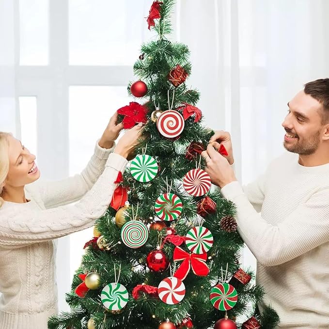 Christmas Tree Decorations - 16 PCS Christmas Tree Candy Paper Hanging Ornament Holiday Ornaments Decor Home Indoors