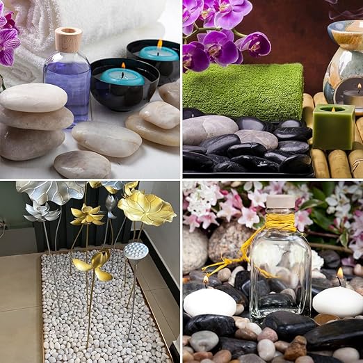 40lbs Large River Rocks for Landscaping, 3-4" White Pebbles for Garden Design, Hand-Picked Smooth Stones for Fish Tank, Flower Pots, Indoor Water Fountains, Pathways, Backyard