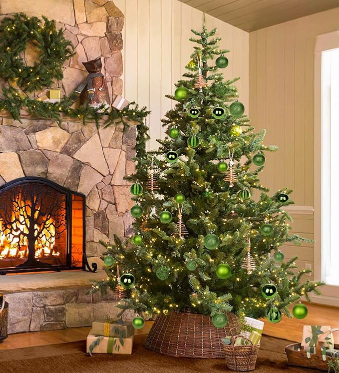 12PCS 3.15" Christmas Ball Ornaments Shatterproof Green Christmas Tree Decorations Xmas Tree Balls Halloween Ornaments Décor