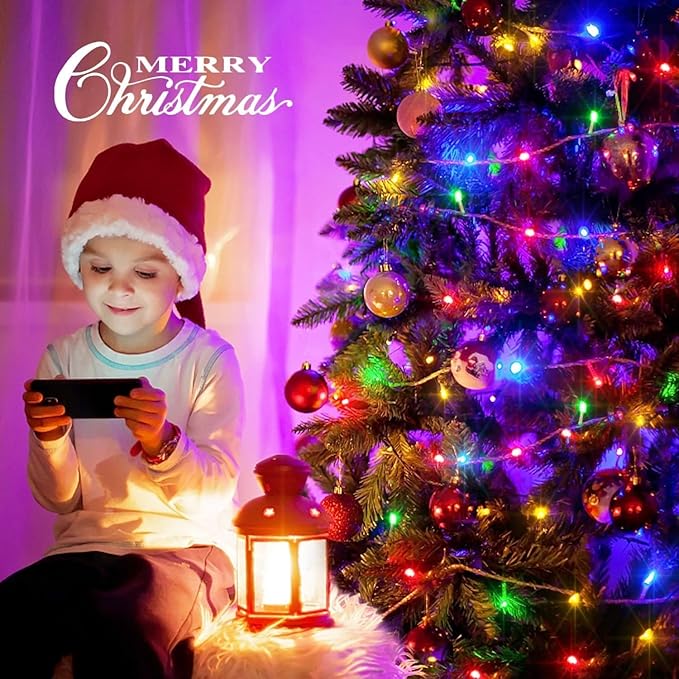 JMEXSUSS 2 Pack 100LED Multicolor String Lights Indoor, 33 Ft Connectable Multicolor Christmas Lights Outdoor Waterproof, 8 Modes Colorful String Lights Plug in for House Tree Party