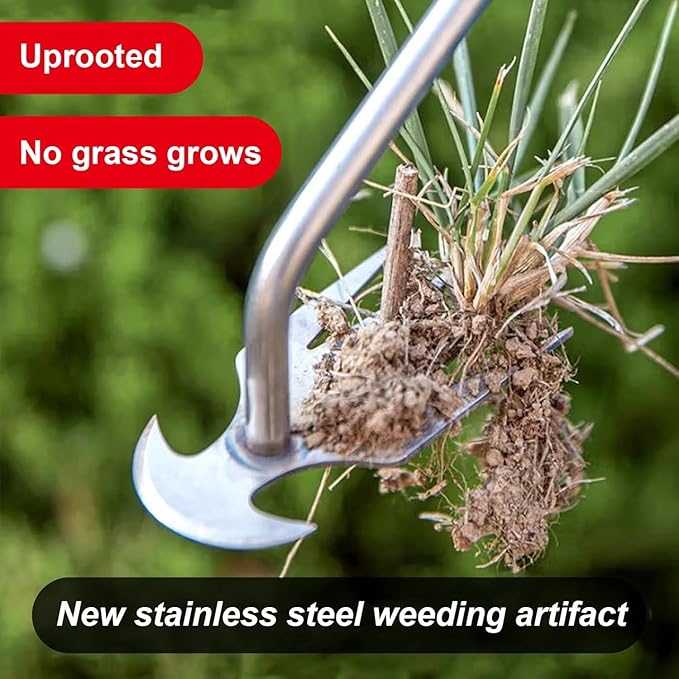 Weed Puller Tool,Weeding Artifact Uprooting Weeding Tool 4 Teethes Dual Purpose Manual Hand Weeders Tool for Gardening Vegetable Backyard Farm Planting(Wooden Handle)