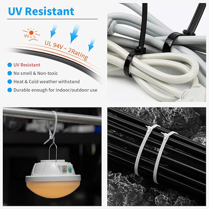 14 Inch Recoverable Reusable Zip Ties, 100PCS Black Zip Ties, Outdoor 120 lb. Small Cable Ties, Small Releasable Plastic Ties, Removable Wire Ties for Wire Management Outdoor Patio