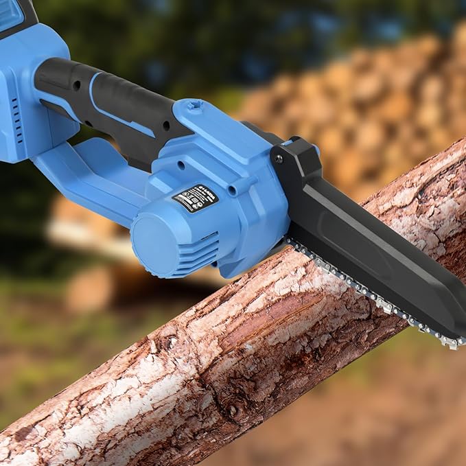 Battery Chainsaw 6 Inch with 2 batteries, Handheld Chain Saw Pruning Shears Chainsaw for Tree Branches, Courtyard