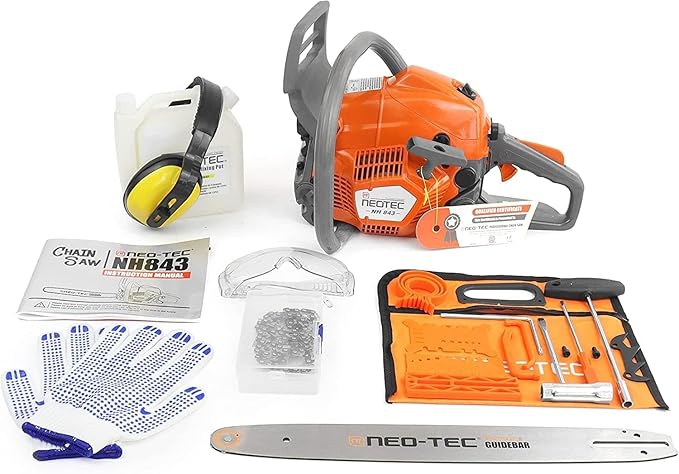 NEOTEC 43cc Gas Chainsaw, NH843 Powerhead with 16 Inch Guide Bar and Chain, Power Chain Saw 2.95HP 2,2KW 16" Gasoline Chainsaws
