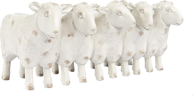 Creative Co-Op Resin Sheep Planter with Distressed Finish, White