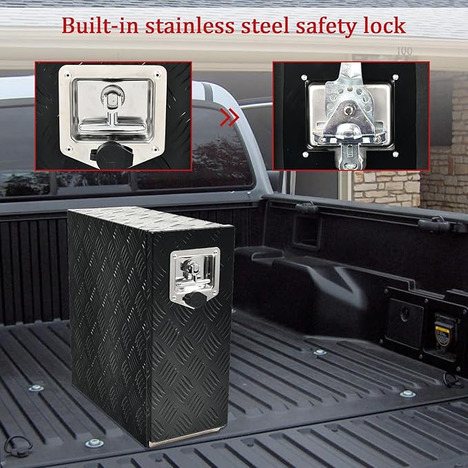 18 Inch Heavy-Wall Aluminum Truck Bed Tool Box with 5 Drawers W/Lock T-Handle Latch Keys for Storage Black 7.75(L) x 18(W) x 18.75(H)