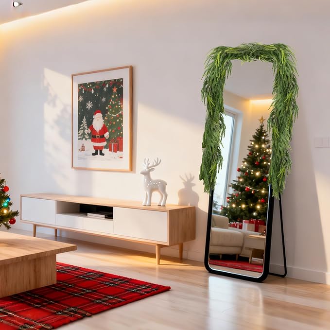 2 Pcs 6FT Artificial Norfolk Pine Christmas Greenery – Realistic Winter Pine Decoration for Mantle, Fireplace, Table, Wall, Indoor Outdoor Holiday Use