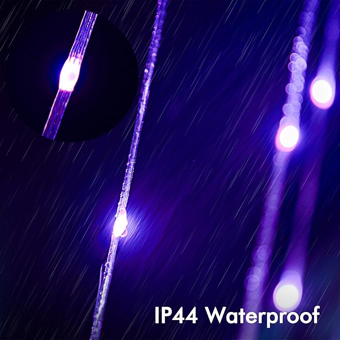 Outdoor Christmas Decorations, 16.4FT Smart RGB Color Changing Christmas Hanging Waterfall String Lights, APP Remote Control, DIY Multi-Color Lightshow, Music Sync, Outside Xmas Lights Decor