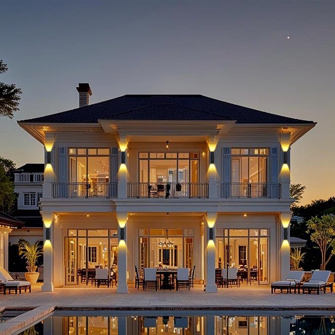 Outdoor Wall Lights 1 Pack,Modern Square Dusk to Dawn Porch Light,Integrated LED Up Down Wall Lights Black Outdoor Sconces Waterproof Wall Lighting Exterior Light for Porch Patio Garage