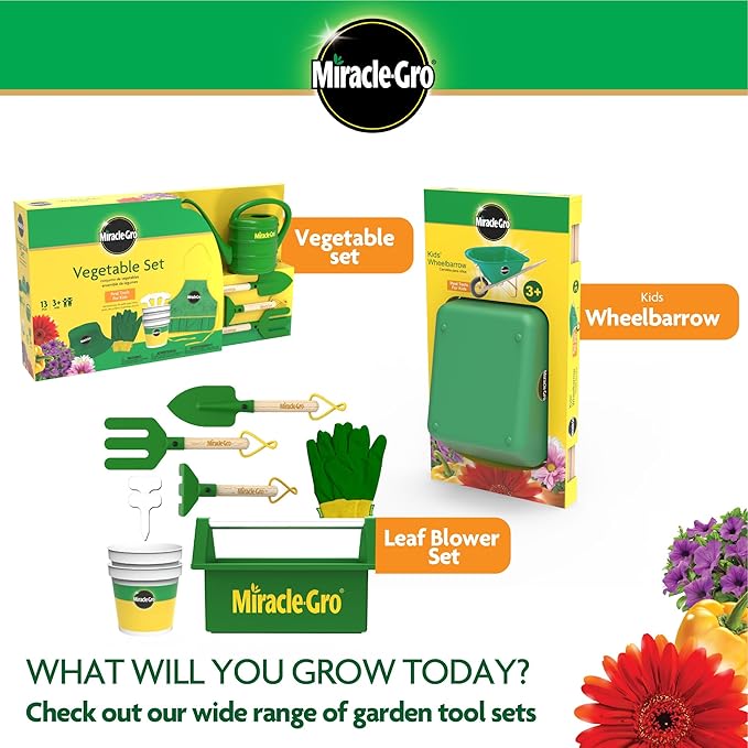 Red Toolbox Miracle-GRO 4 Piece Hand Garden Toolset for Kids Age 3+ with Hand Trowel, Hand Fork, Gloves and Watering Can